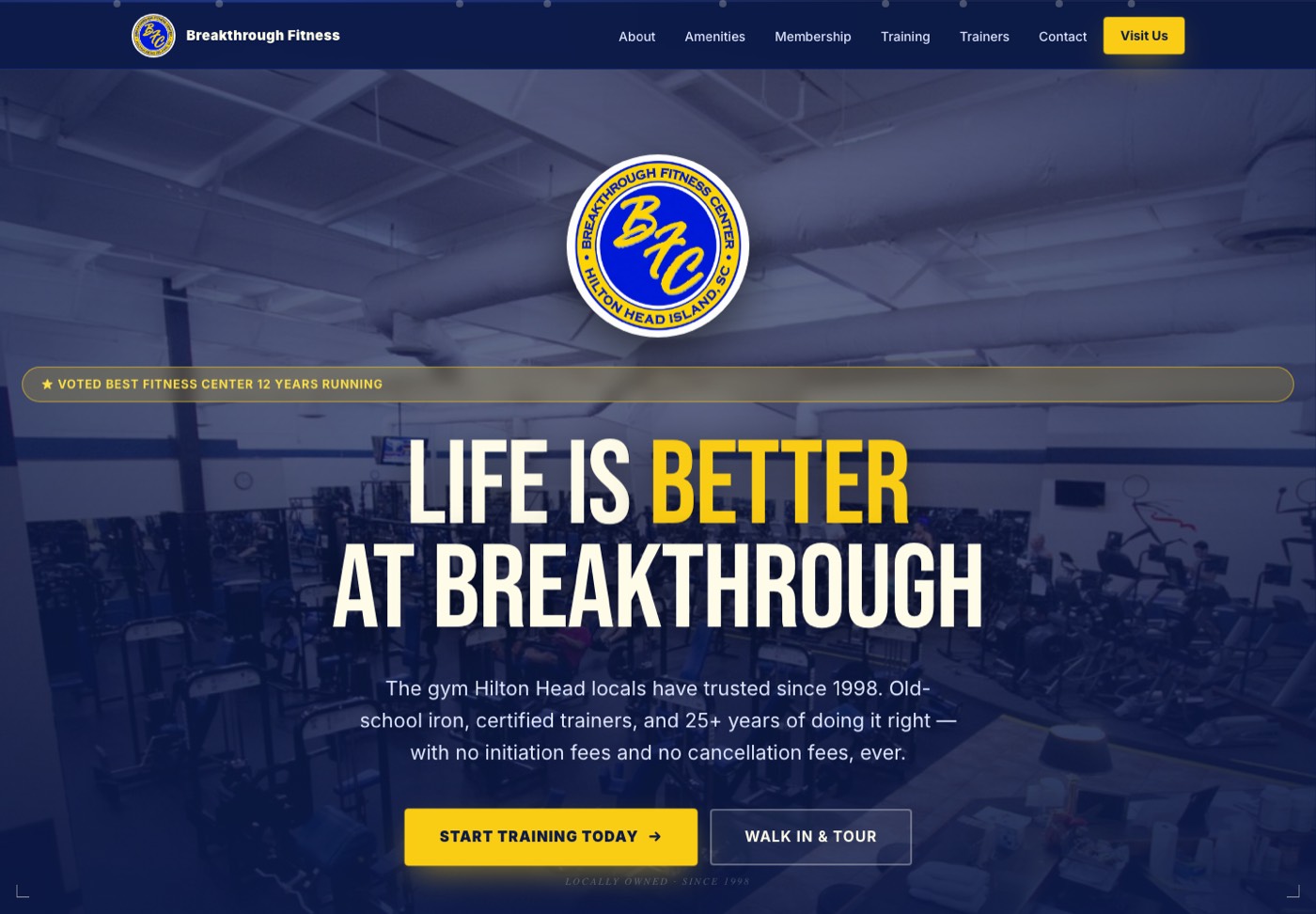 Breakthrough Fitness Center website homepage